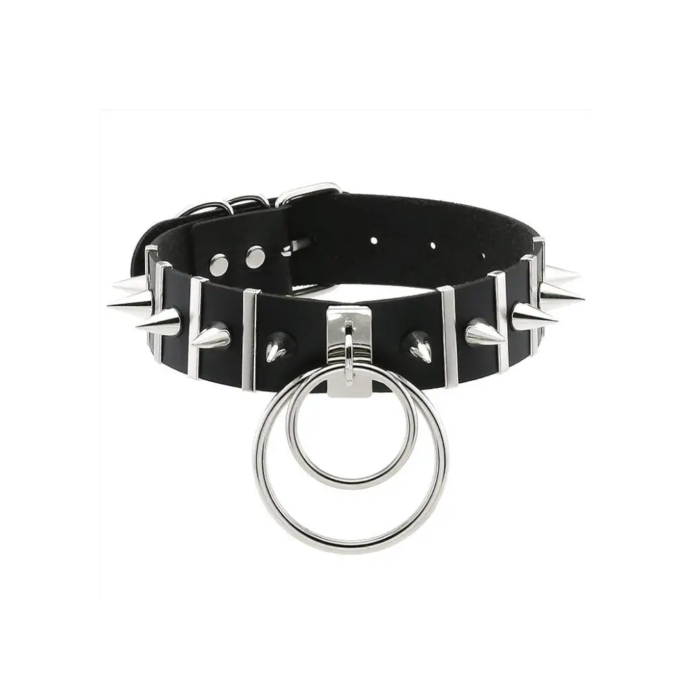 Center stage metal o-ring choker necklace - black - accessories