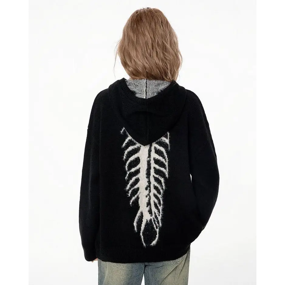 Centipede knit hoodie jacket for y2k style enthusiasts