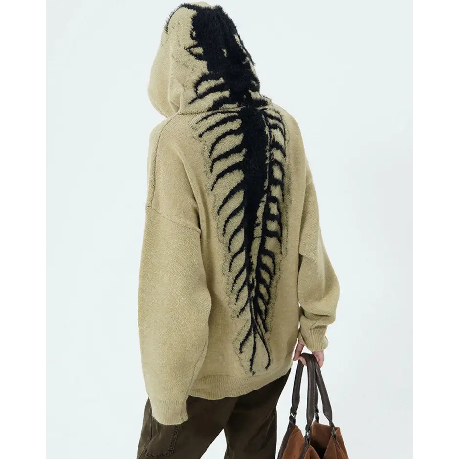 Centipede knit hoodie jacket for y2k style enthusiasts