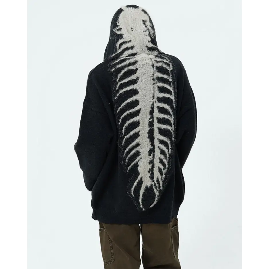 Centipede knit hoodie jacket for y2k style enthusiasts