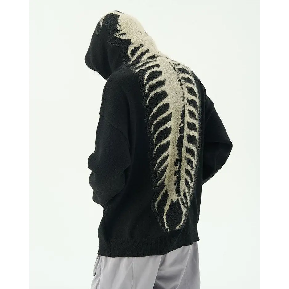 Centipede knit hoodie jacket for y2k style enthusiasts