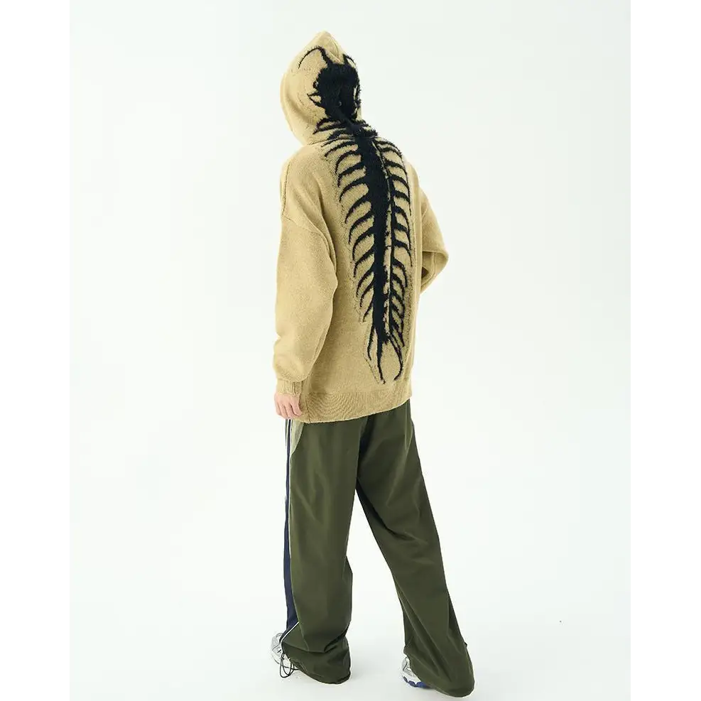 Centipede knit hoodie jacket for y2k style enthusiasts