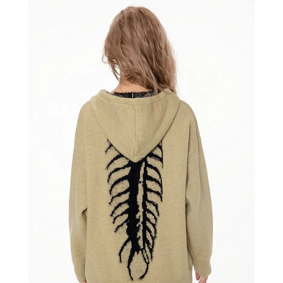 Centipede knit hoodie jacket for y2k style enthusiasts