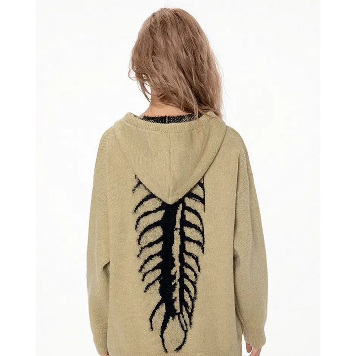 Centipede knit hoodie jacket for y2k style enthusiasts