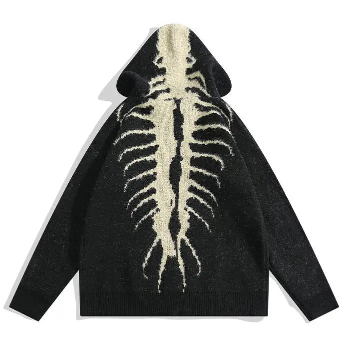 Centipede knit hoodie jacket for y2k style enthusiasts - m / black