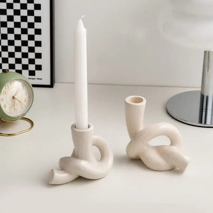 Ceramic knot candle holder for aesthetic room decor