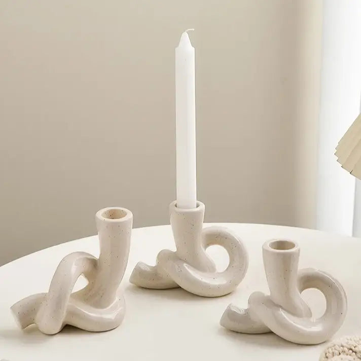 Ceramic knot candle holder for aesthetic room decor