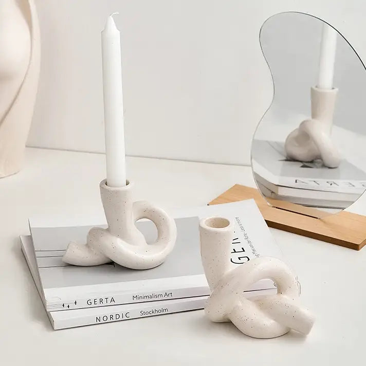 Ceramic knot candle holder for aesthetic room decor