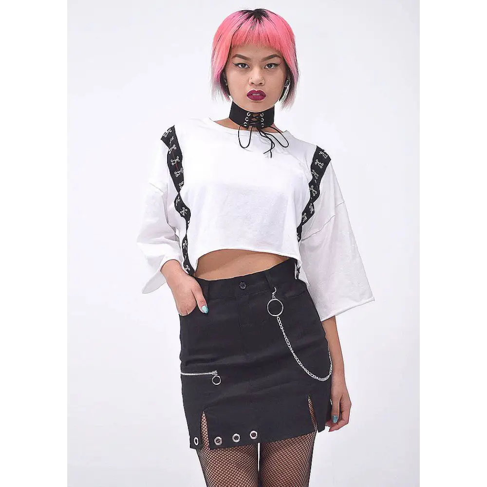 Y2k full zip jacket with chain detail and split cut sides - skirts