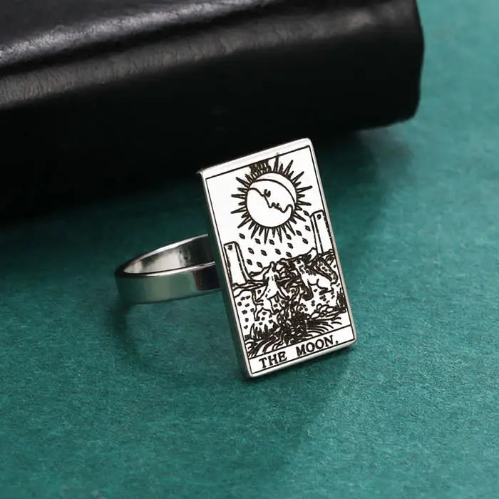 Y2k tarot card rings in stainless steel for destiny lovers - ring