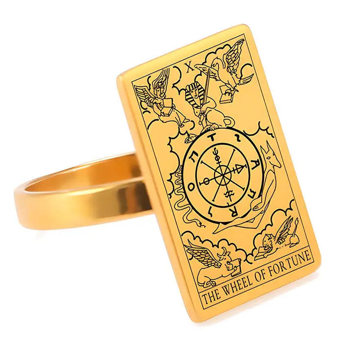 Y2k tarot card rings in stainless steel for destiny lovers - ring