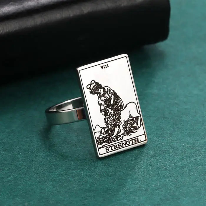 Y2k tarot card rings in stainless steel for destiny lovers - ring