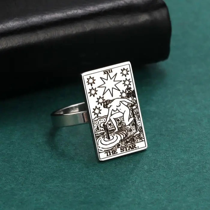 Y2k tarot card rings in stainless steel for destiny lovers - ring