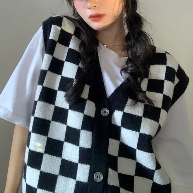 Checker vest - cardigan