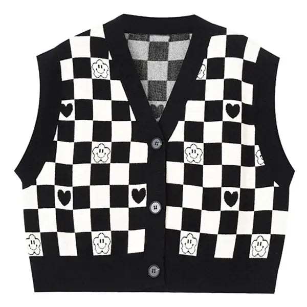 Checkerboard cropped vest