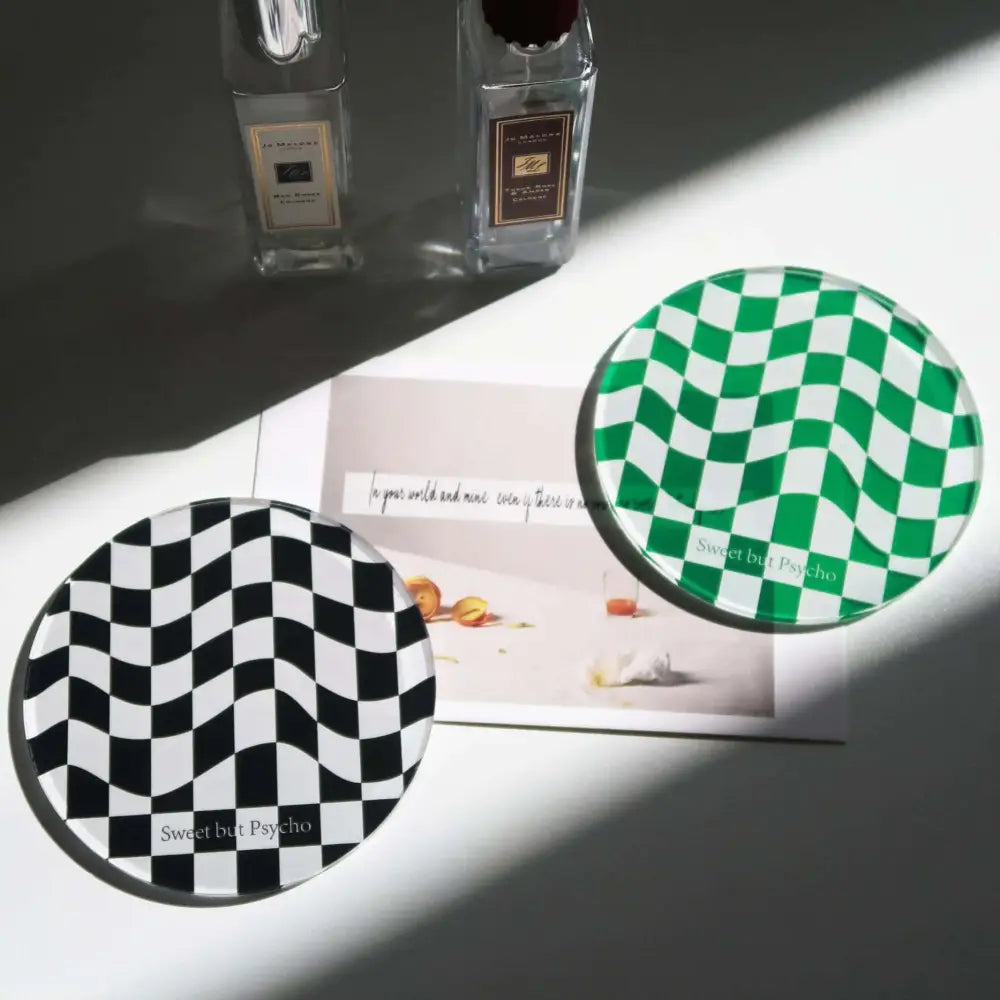 Vibrant checkered coasters for aesthetic style lovers - decor