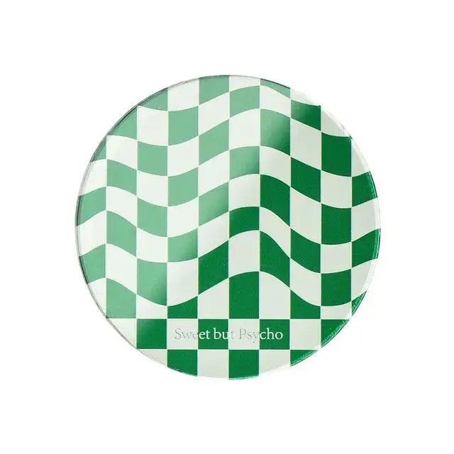 Vibrant checkered coasters for aesthetic style lovers - green & white - decor