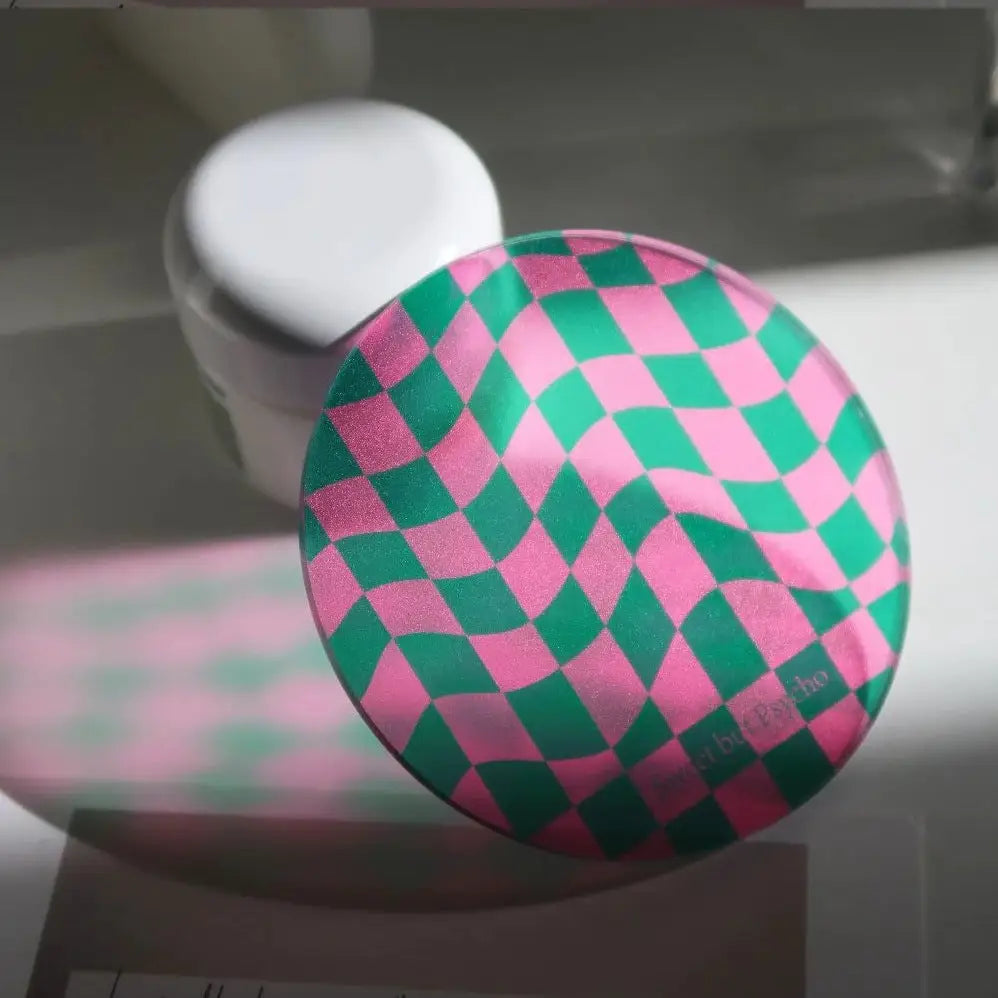 Vibrant checkered coasters for aesthetic style lovers - pink & green - decor