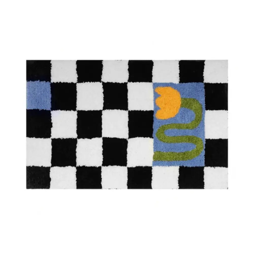 Checkered Rug for Y2K Aesthetic Rooms and Bathrooms
