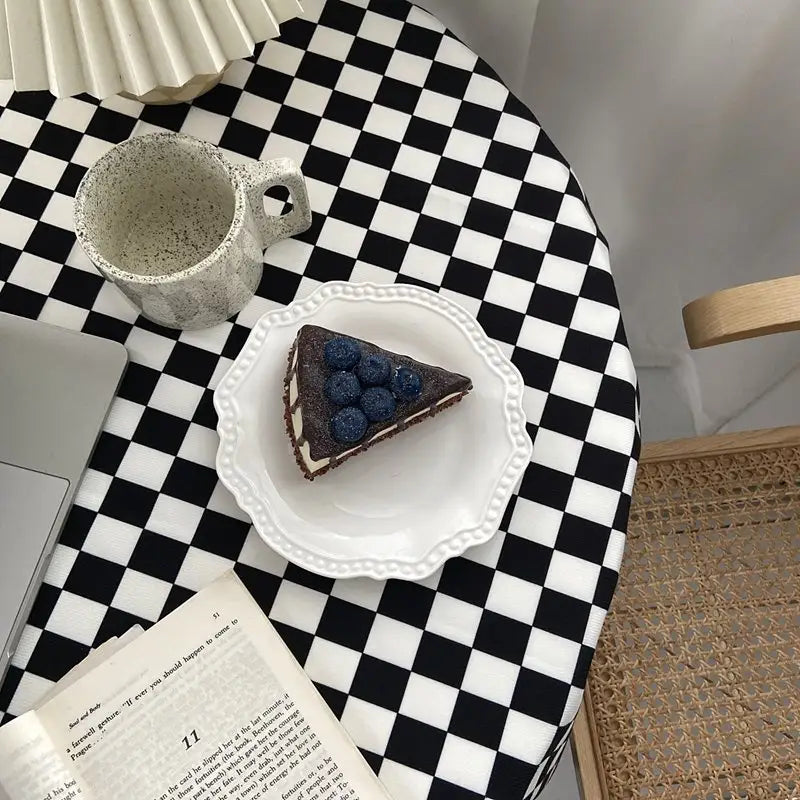 Checkered table cloth for a stylish retro room or kitchen decor