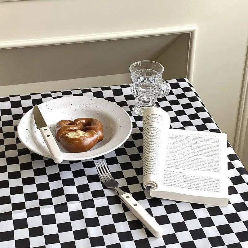 Checkered table cloth for a stylish retro room or kitchen decor