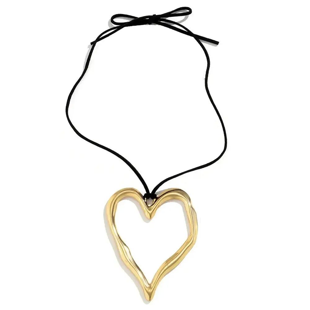 Chunky heart necklace - standart / gold