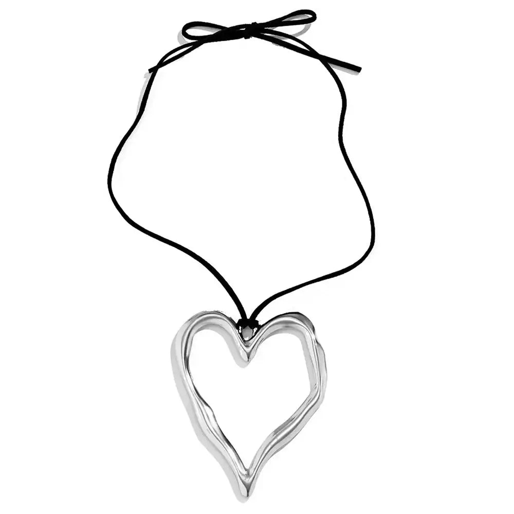 Chunky heart necklace - standart / silver