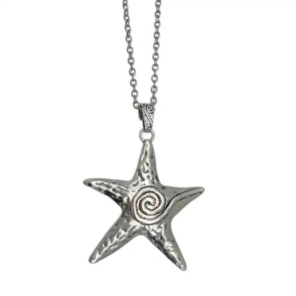 Chunky starfish pendant necklace - standart / silver