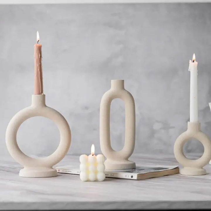 Whimsical circle candle holder for unique home decor