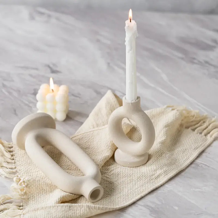 Whimsical circle candle holder for unique home decor