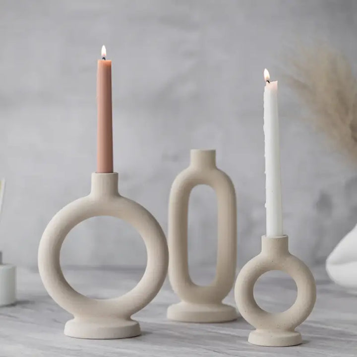 Whimsical circle candle holder for unique home decor