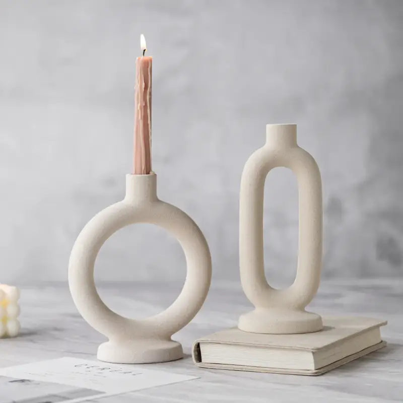 Whimsical circle candle holder for unique home decor