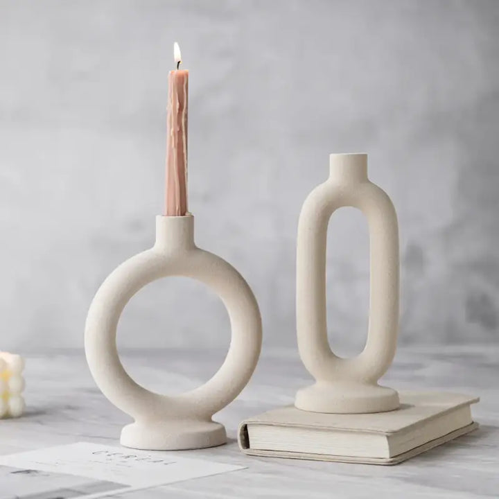 Whimsical circle candle holder for unique home decor