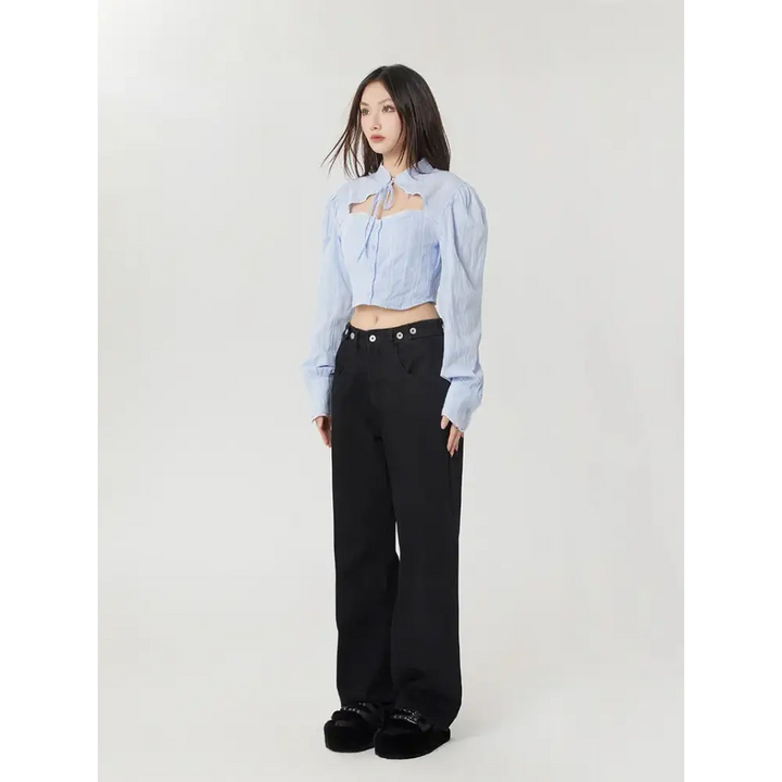 Classiccore cut out crop shirt with lace accents for y2k style