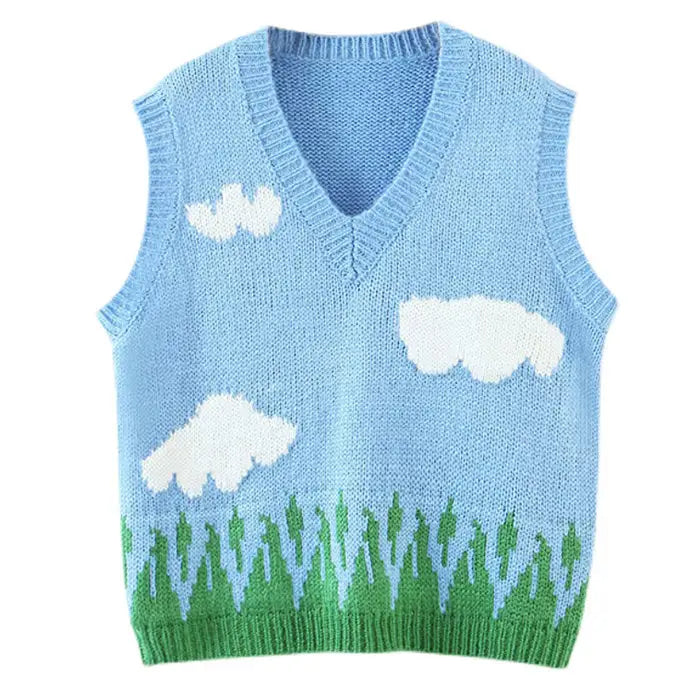 Cloud knit vest - free size / blue