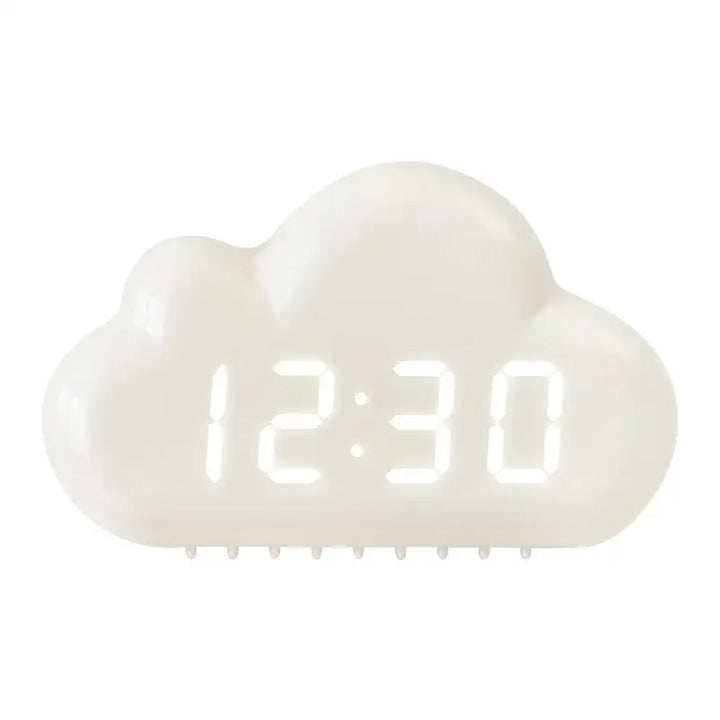 Cloud shape alarm clock for a fun and unique wake-up experience - white