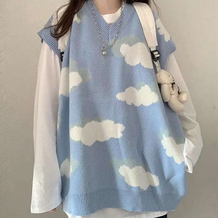 Cloudy skies knit vest - sweaters