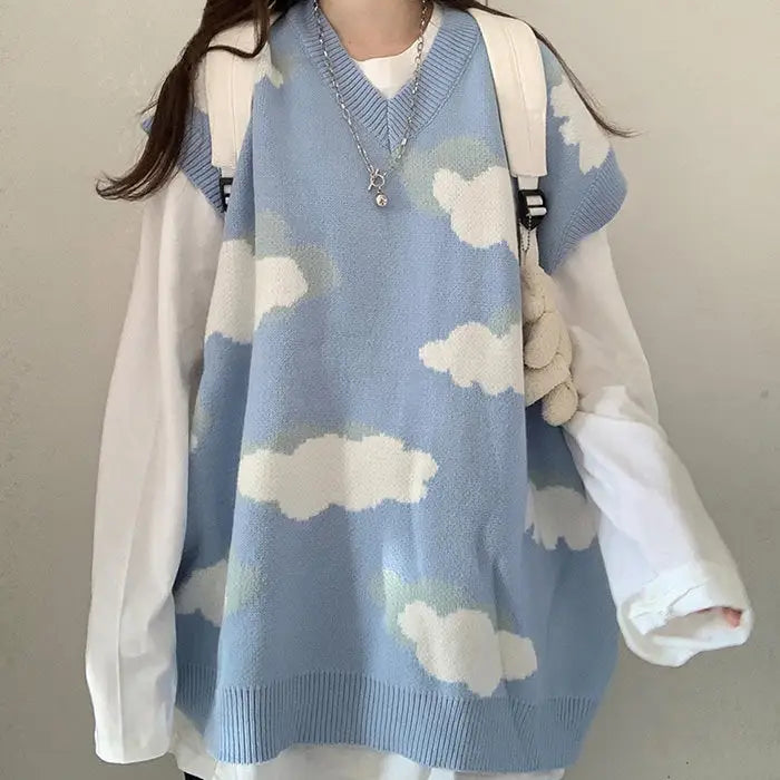 Cloudy skies knit vest - sweaters