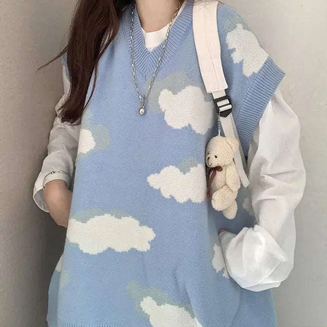 Cloudy skies knit vest - sweaters