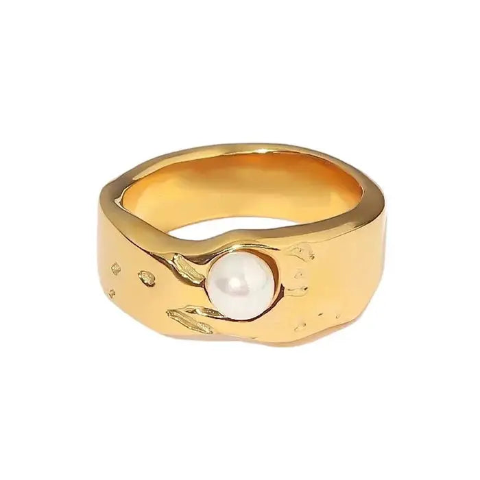 Timeless y2k aesthetic pearl ring for elegant style - 6 / gold - ring