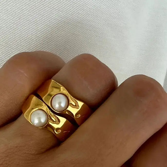 Timeless y2k aesthetic pearl ring for elegant style - ring