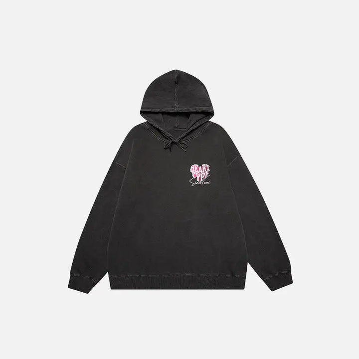 Color block heart shaped hoodie y2k - gray / m - hoodies