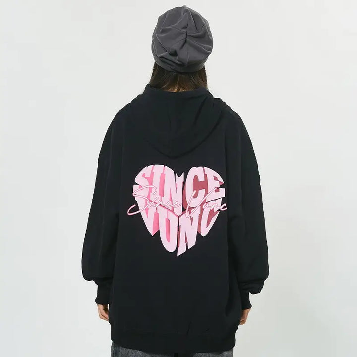 Color block heart shaped hoodie y2k - hoodies