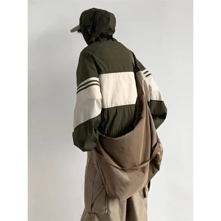 Color block hooded oversized jacket y2k - jackets