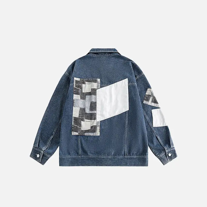 Color block patches denim jacket y2k