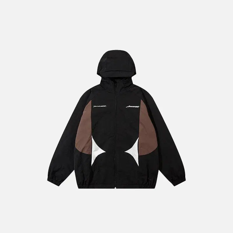Color contrast zip-up windbreaker jacket y2k - black / s