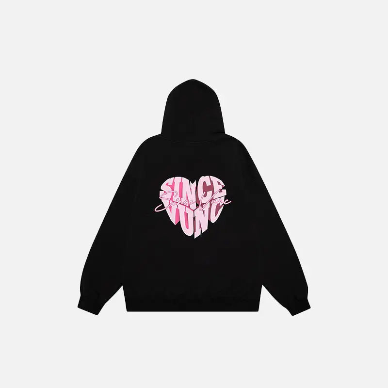 Colorblock heart shaped letter print hoodie y2k - hoodies