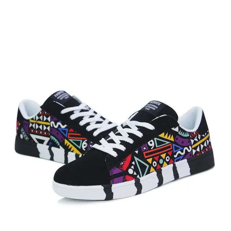 Colorful graffiti skateboard shoes y2k - black / 6.5 - shoes