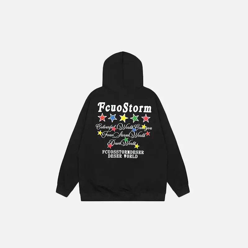 Colorful star decoration hoodie y2k - hoodie
