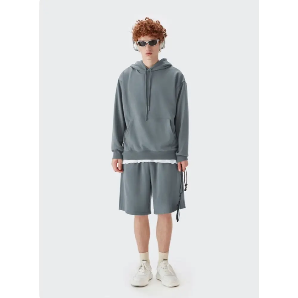 Comfy oversized drawstring hoodie y2k - gray-blue / s - hoodies
